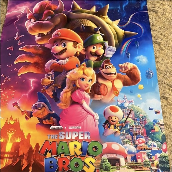 Super Mario Brothers Movie Poster DS 27 x 40 (video game film one) + 2 BONUS wow - Picture 3 of 5